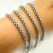 Oxidized Sterling Silver Smooth Box Chain